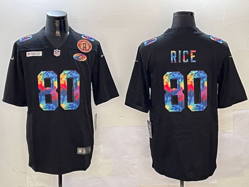 Men San Francisco 49ers #80 Rice Black Rainbow 2024 Nike Limited NFL Jersey style 2->san francisco 49ers->NFL Jersey
